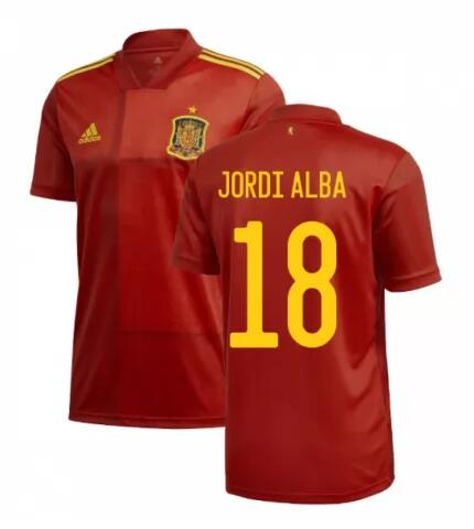 2020 EURO Spain Home Kit Soccer Jersey JORDI ALBA 18